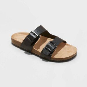 Cat and Jack Drew Solid Footbed Black Buckle Strap Sandal - Kids 1